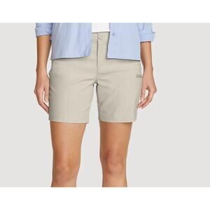 Eddie Bauer Rainier shorts women rip stop size 16 light khaki NEW